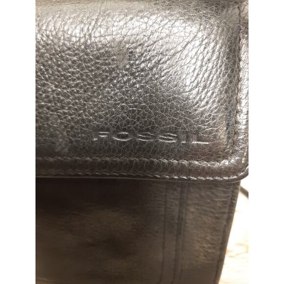 Fossil Black Leather Travel Crossbody Purse Handbag - Picture 14 of 16